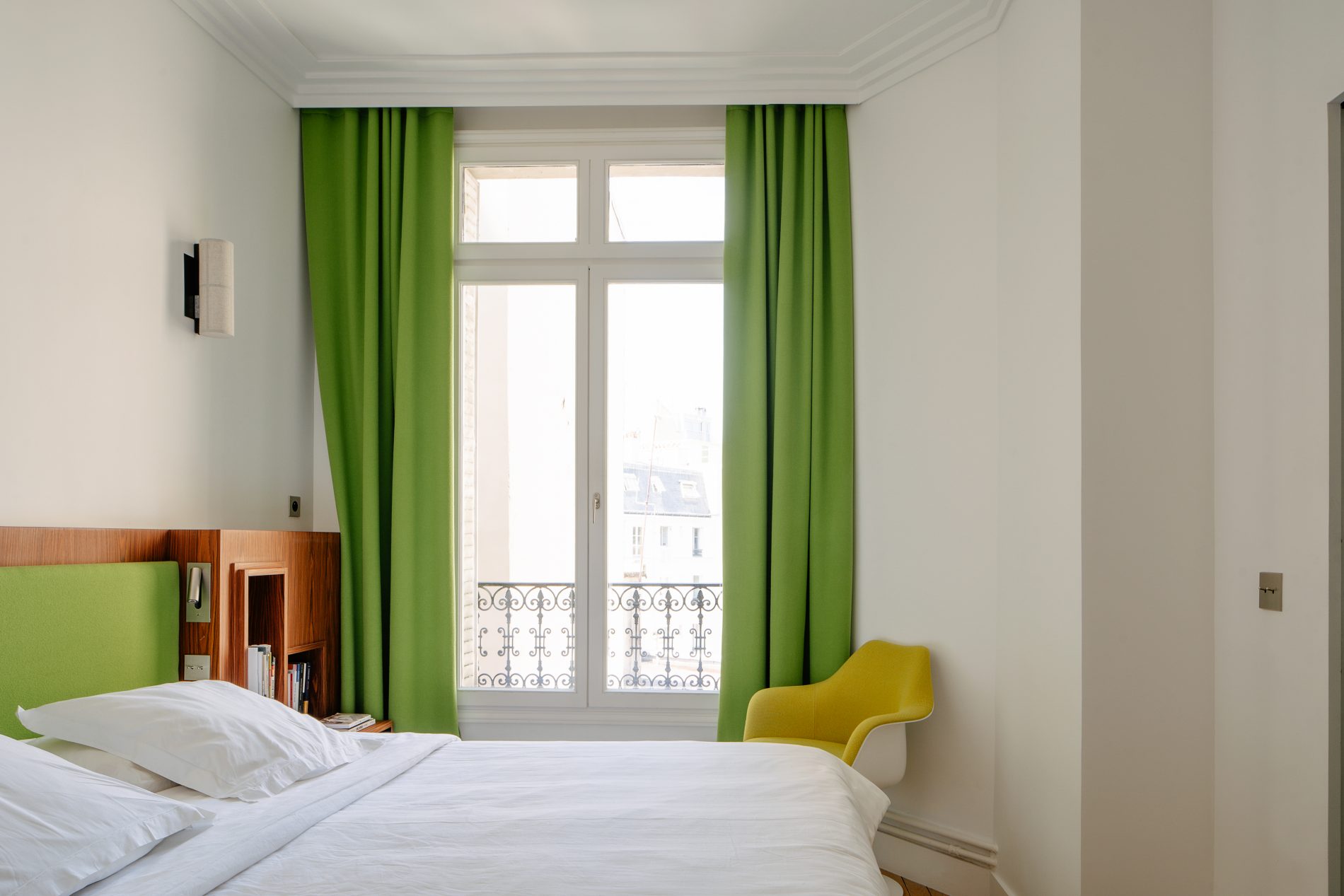 rideaux verts chambre