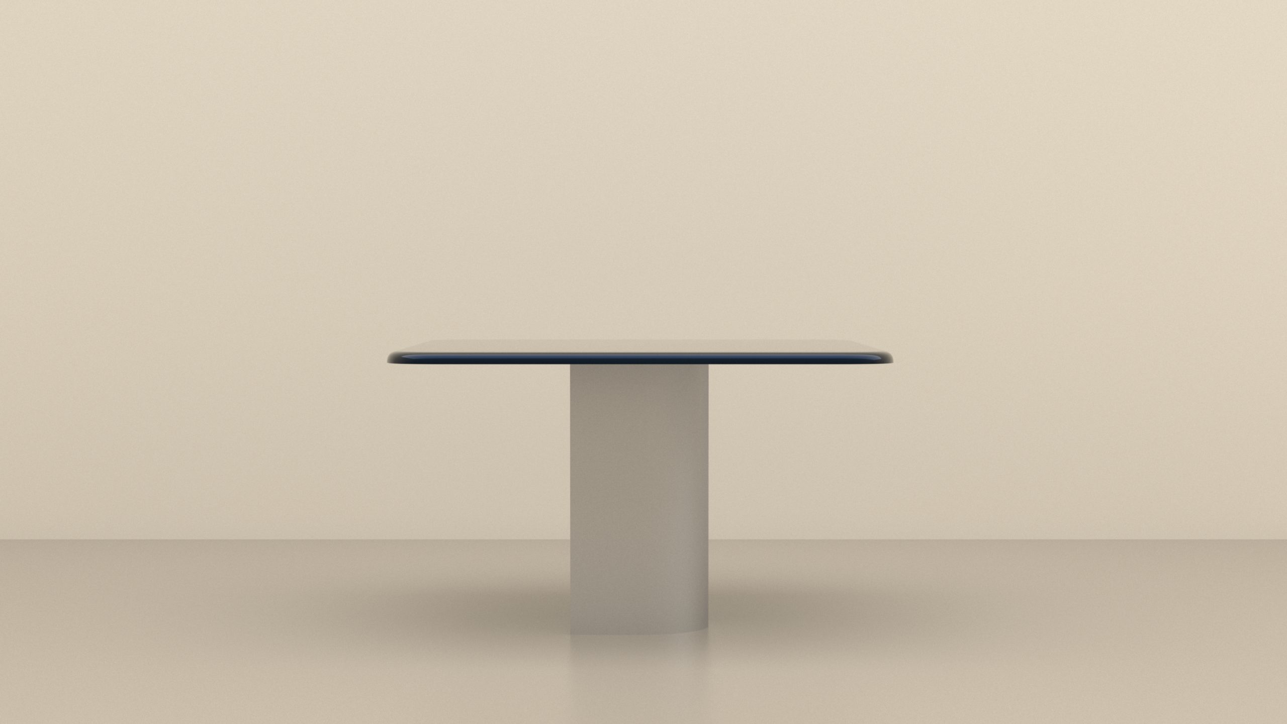 TABLE ACIER BLEU COTE