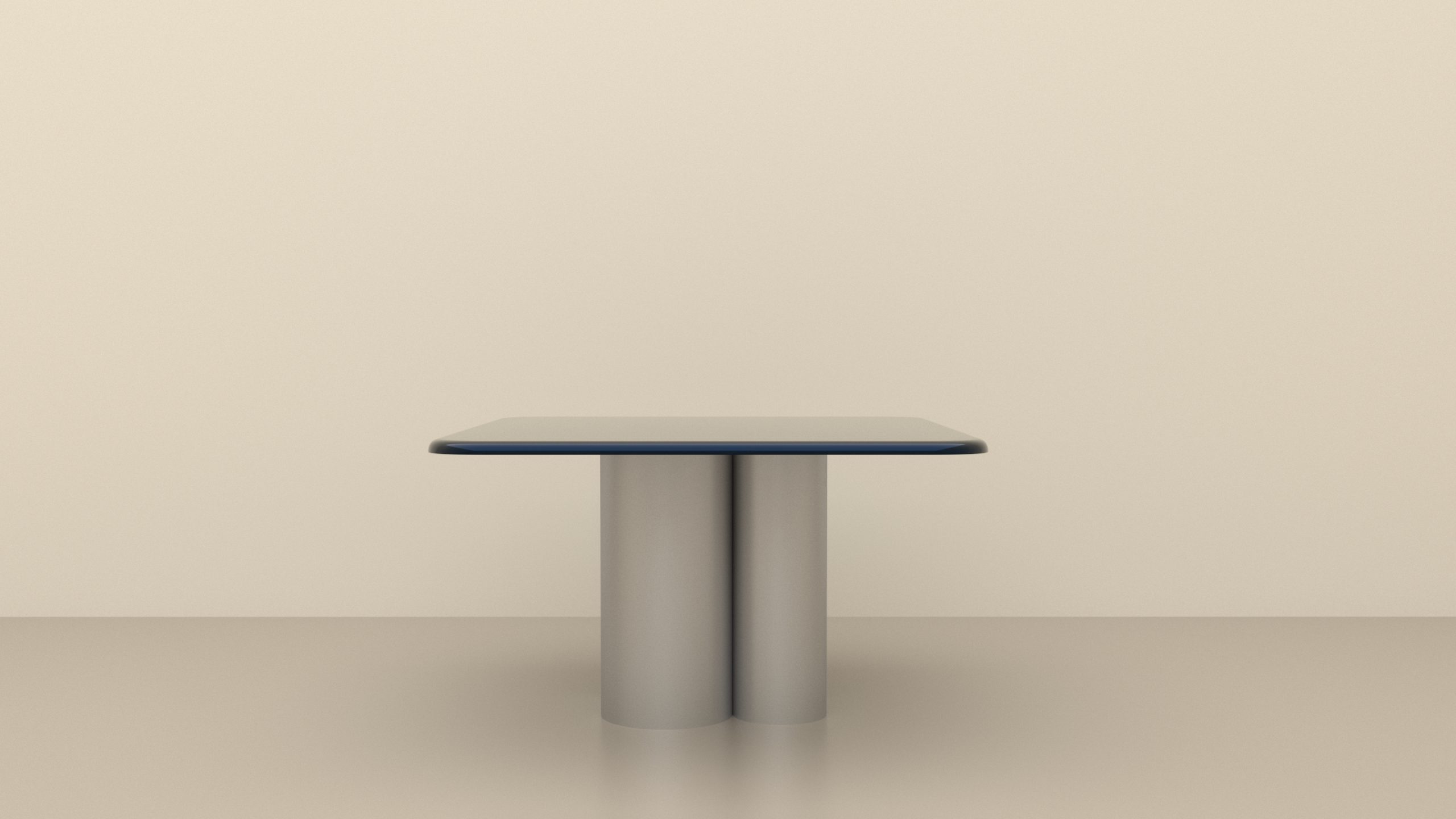 TABLE ACIER BLEU FACE