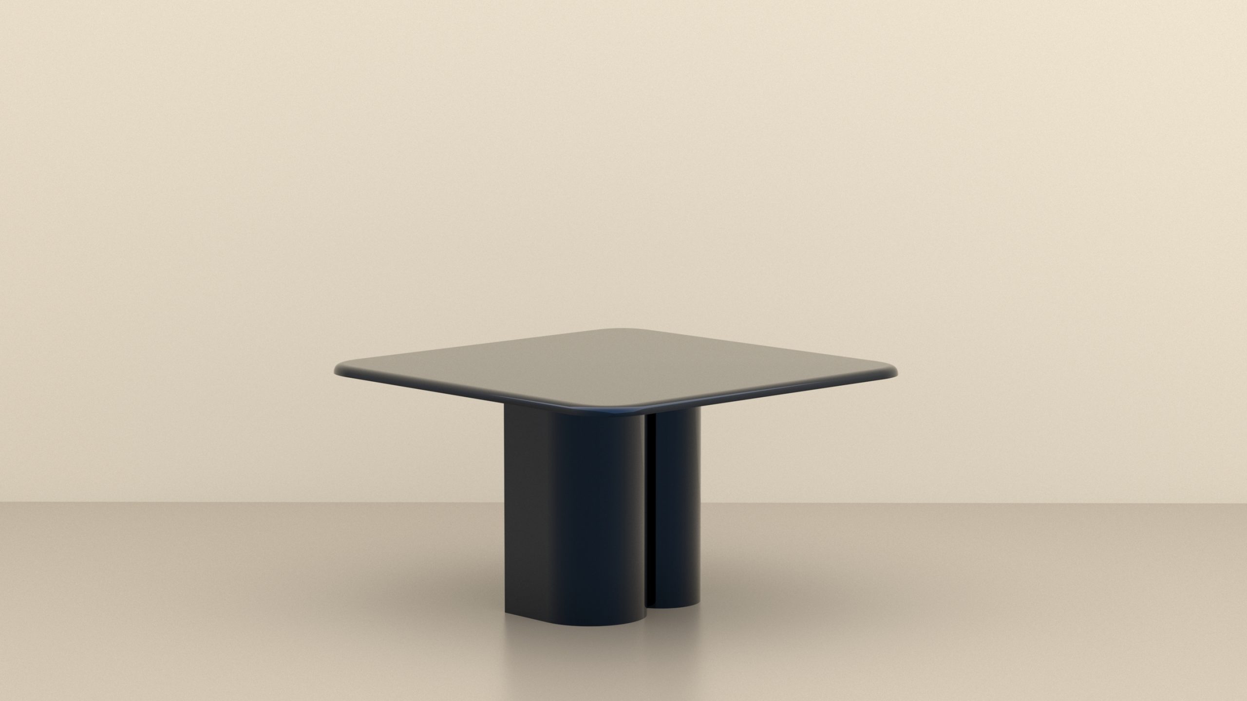 Tbale carrée square laque bleu nuit