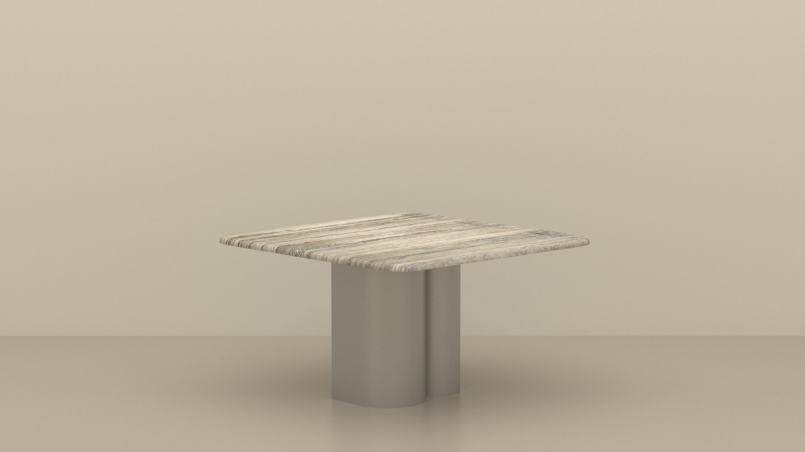 Table inox et travertin gris