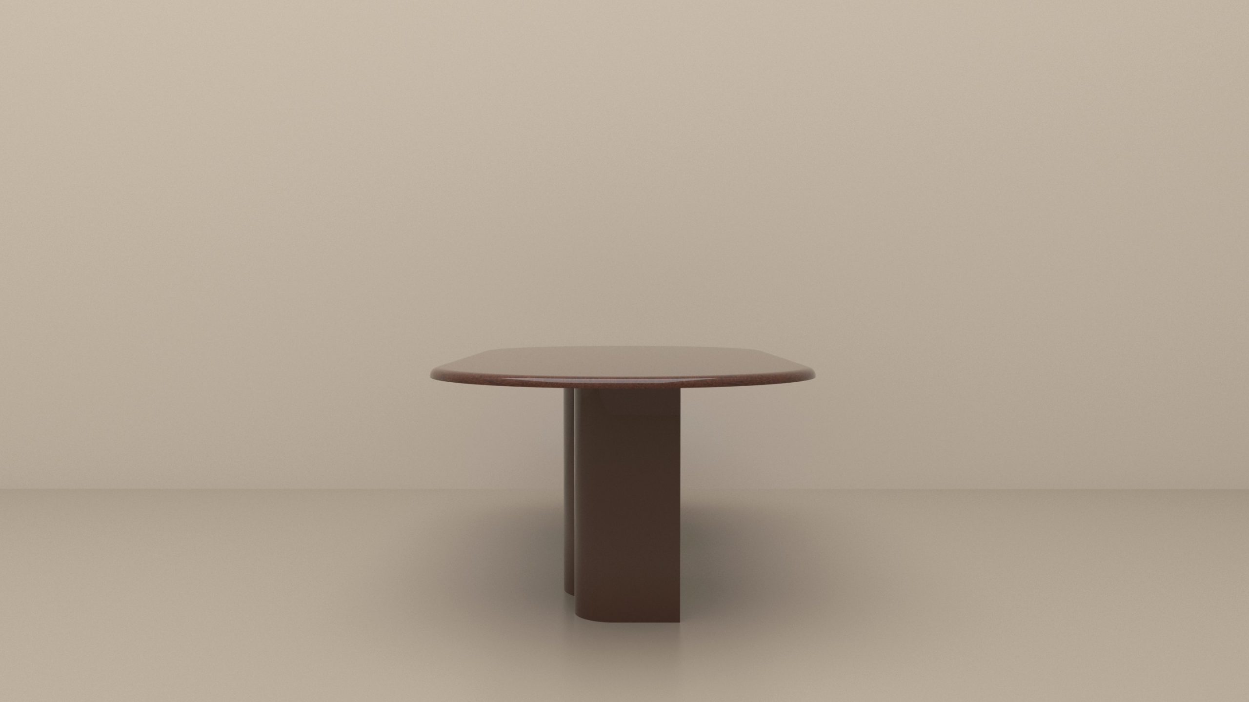 GRANDE TABLE COTE PIED BOIS MARRON ET PLATEAU MARRON