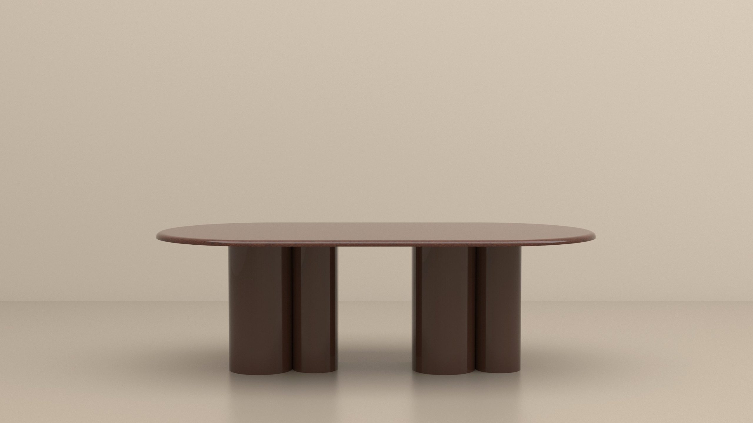 GRANDE TABLE FACE PIED BOIS MARRON ET PLATEAU MARRON