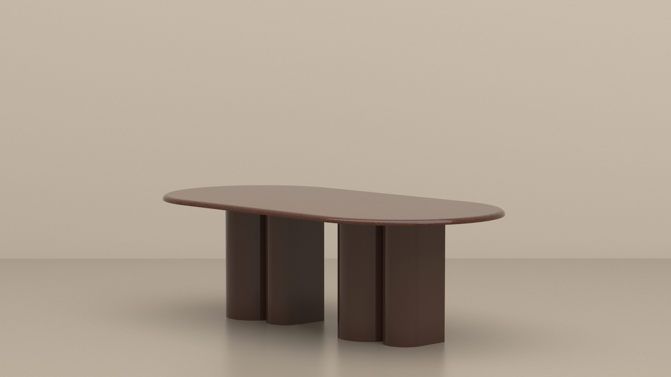 GRANDE TABLE PERS PIED BOIS MARRON ET PLATEAU MARRON
